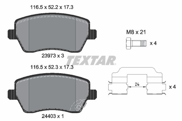 Stabdžių trinkelių rinkinys, diskinis stabdys TEXTAR 2397302