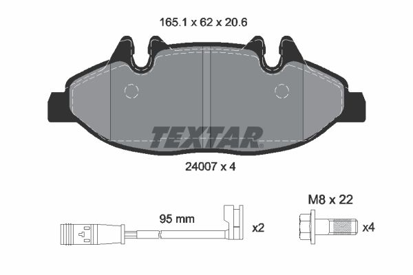 Комплект гальмівних накладок, дискове гальмо TEXTAR 2400701