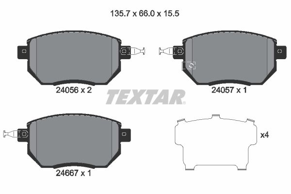 Stabdžių trinkelių rinkinys, diskinis stabdys TEXTAR 2405601