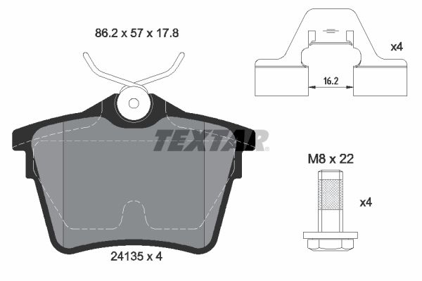 Stabdžių trinkelių rinkinys, diskinis stabdys TEXTAR 2413501