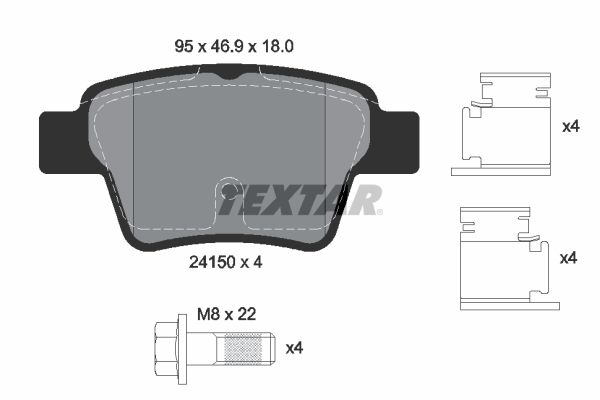 Stabdžių trinkelių rinkinys, diskinis stabdys TEXTAR 2415001