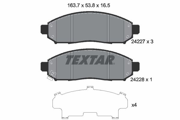 Комплект гальмівних накладок, дискове гальмо TEXTAR 2422701