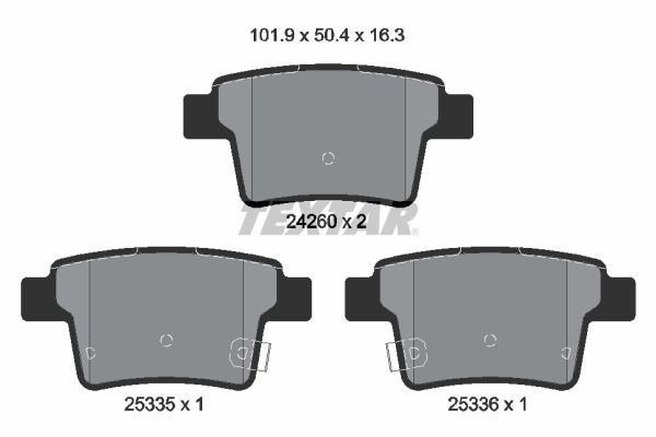 Комплект гальмівних накладок, дискове гальмо TEXTAR 2426001