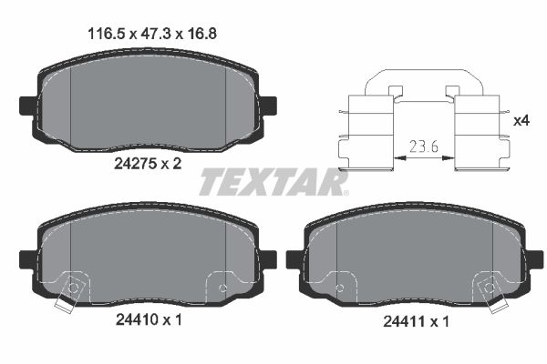 Комплект гальмівних накладок, дискове гальмо TEXTAR 2427501