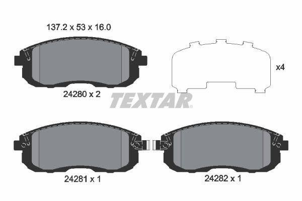 Комплект гальмівних накладок, дискове гальмо TEXTAR 2428001