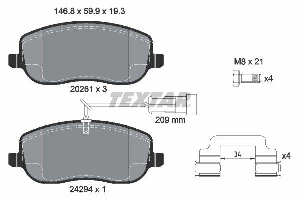 Brake Pad Set, disc brake TEXTAR 2429401