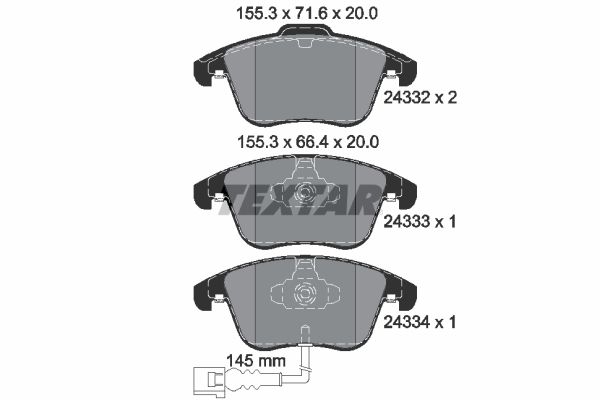 Brake Pad Set, disc brake TEXTAR 2433301