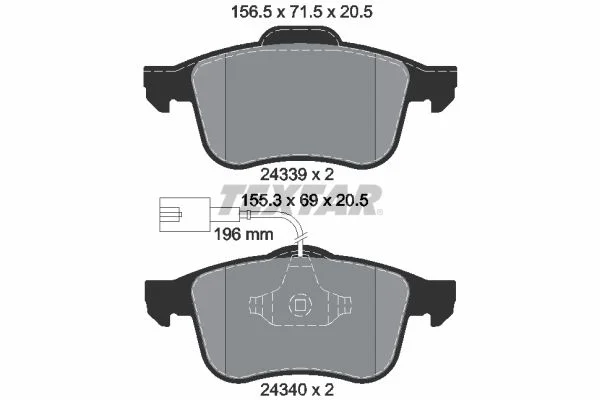 Комплект гальмівних накладок, дискове гальмо  2433901
