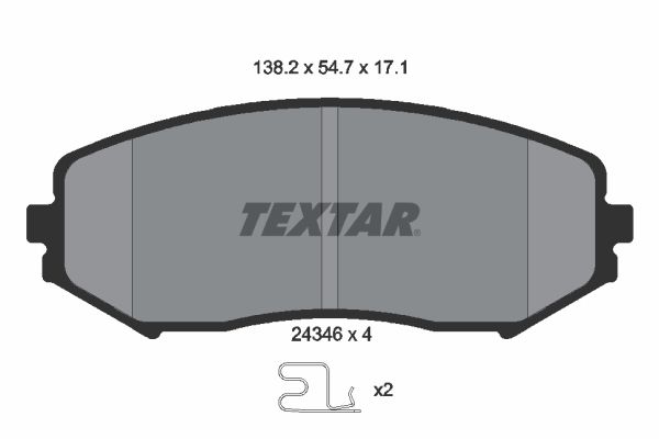 Комплект гальмівних накладок, дискове гальмо TEXTAR 2434601