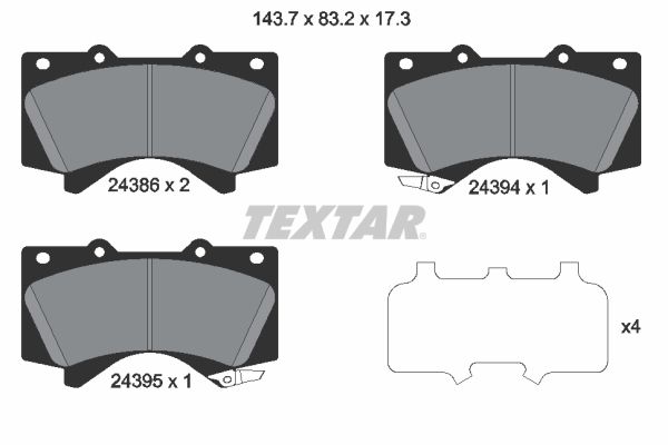 Brake Pad Set, disc brake TEXTAR 2438601