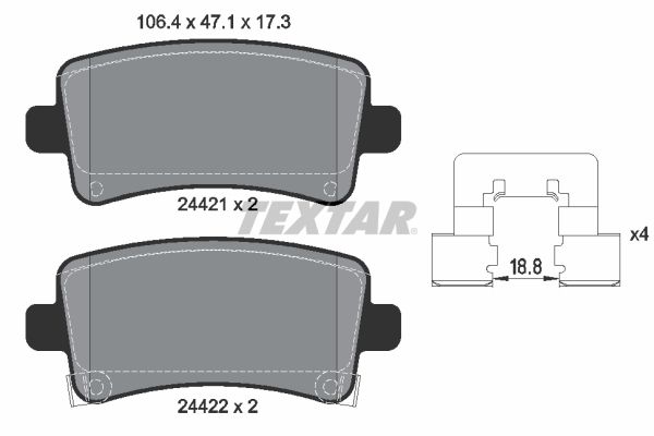 Brake Pad Set, disc brake TEXTAR 2442101