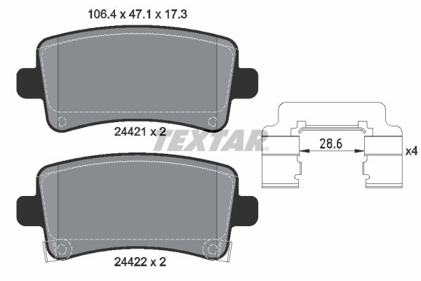 Brake Pad Set, disc brake TEXTAR 2442102