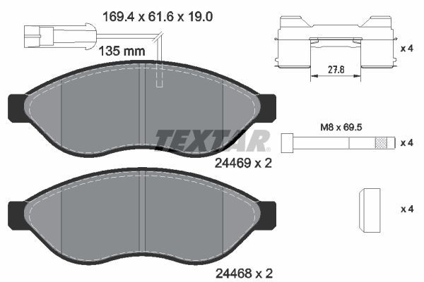 Brake Pad Set, disc brake TEXTAR 2446901