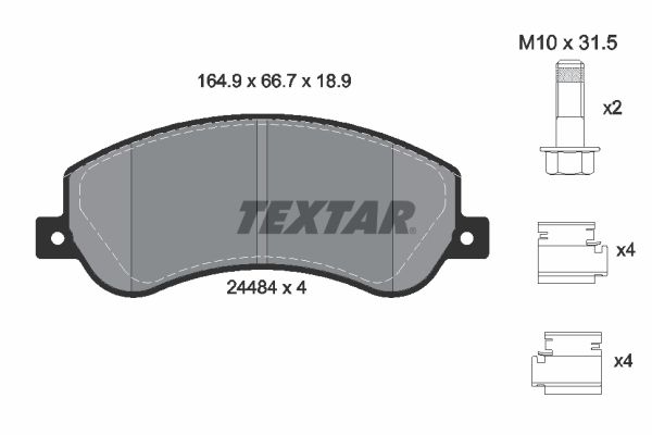 Комплект гальмівних накладок, дискове гальмо TEXTAR 2448404