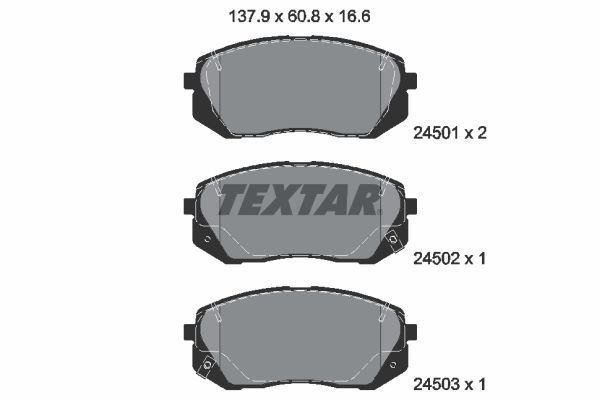 Комплект гальмівних накладок, дискове гальмо TEXTAR 2450101