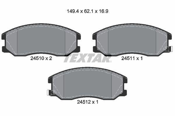 Комплект гальмівних накладок, дискове гальмо TEXTAR 2451001