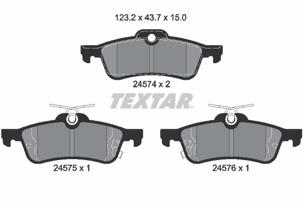 Комплект гальмівних накладок, дискове гальмо TEXTAR 2457401