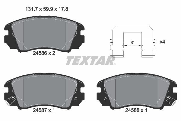 Brake Pad Set, disc brake TEXTAR 2458601