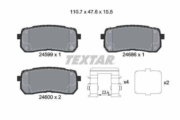 Комплект гальмівних накладок, дискове гальмо TEXTAR 2459904