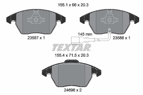 Комплект гальмівних накладок, дискове гальмо TEXTAR 2469602