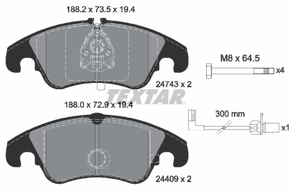 Brake Pad Set, disc brake TEXTAR 2474301