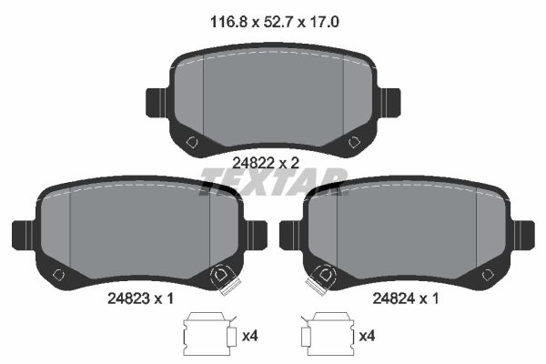 Brake Pad Set, disc brake TEXTAR 2482201