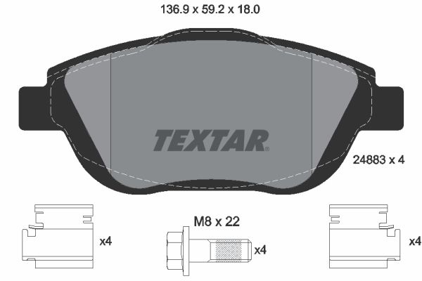 Brake Pad Set, disc brake TEXTAR 2488301