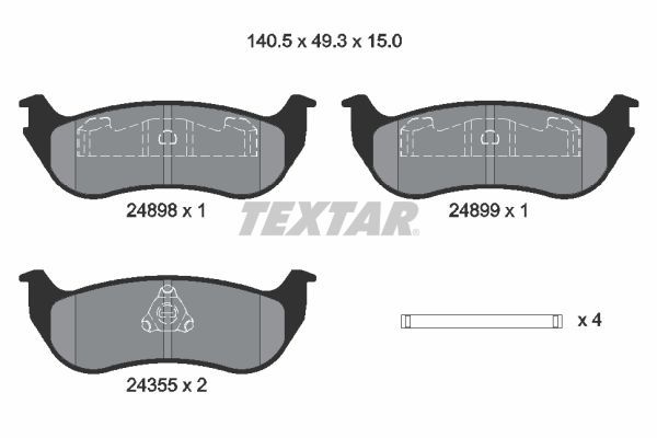 Комплект гальмівних накладок, дискове гальмо TEXTAR 2489803