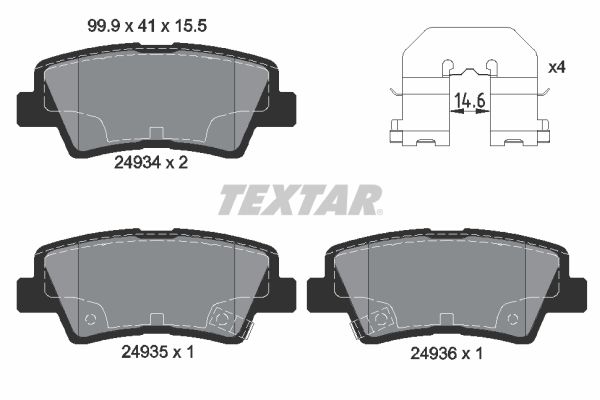 Комплект гальмівних накладок, дискове гальмо TEXTAR 2493401