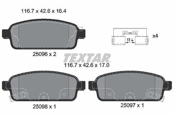 Brake Pad Set, disc brake TEXTAR 2509602