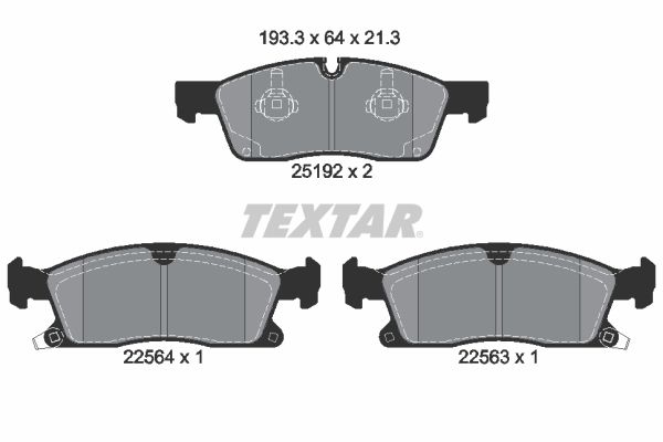 Stabdžių trinkelių rinkinys, diskinis stabdys TEXTAR 2519207