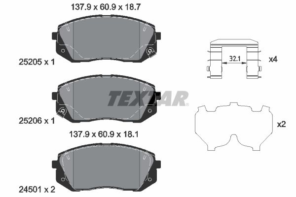 Brake Pad Set, disc brake TEXTAR 2520504