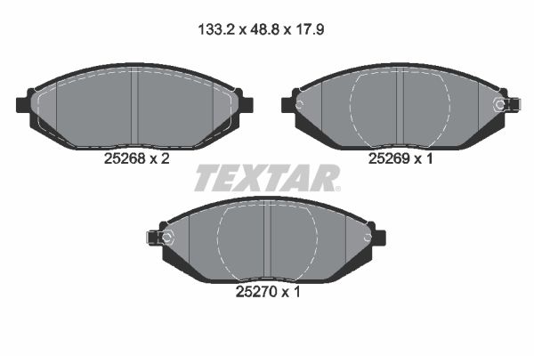 Комплект гальмівних накладок, дискове гальмо TEXTAR 2526801