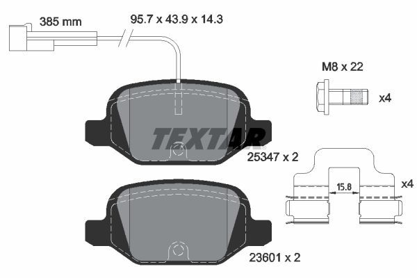 Stabdžių trinkelių rinkinys, diskinis stabdys TEXTAR 2534701