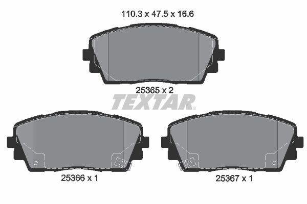 Комплект гальмівних накладок, дискове гальмо TEXTAR 2536501