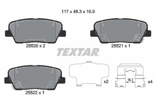 Brake Pad Set, disc brake TEXTAR 2552001