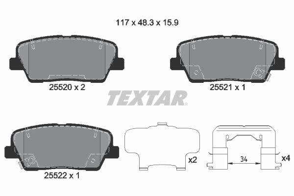 Brake Pad Set, disc brake TEXTAR 2552003