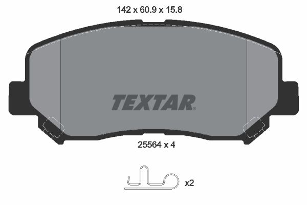 Комплект гальмівних накладок, дискове гальмо TEXTAR 2556401