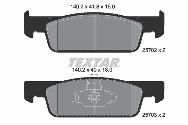 Комплект гальмівних накладок, дискове гальмо TEXTAR 2570201