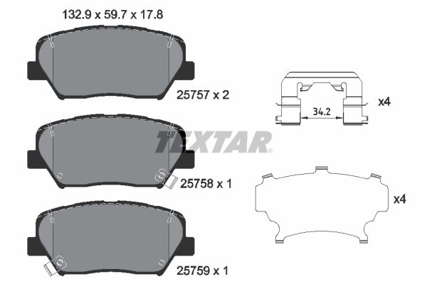 Brake Pad Set, disc brake TEXTAR 2575701