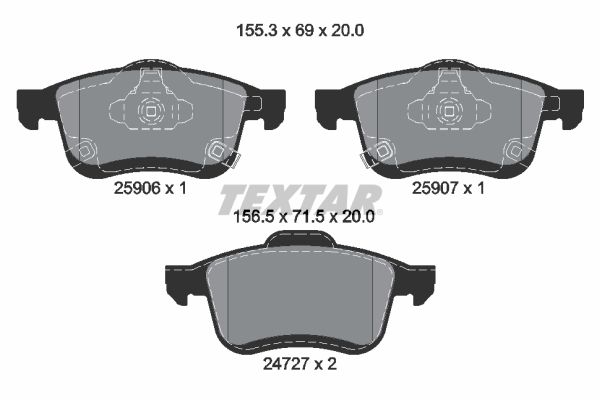 Brake Pad Set, disc brake TEXTAR 2590601