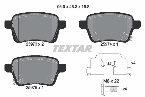 Brake Pad Set, disc brake TEXTAR 2597301
