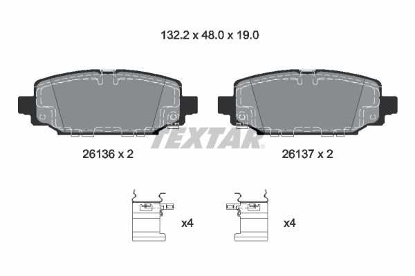 Комплект гальмівних накладок, дискове гальмо TEXTAR 2613601