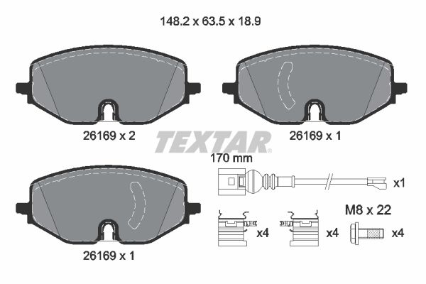 Stabdžių trinkelių rinkinys, diskinis stabdys TEXTAR 2616901