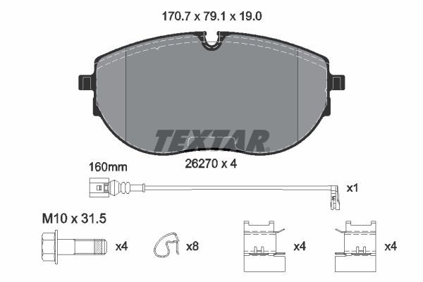 Brake Pad Set, disc brake TEXTAR 2627001