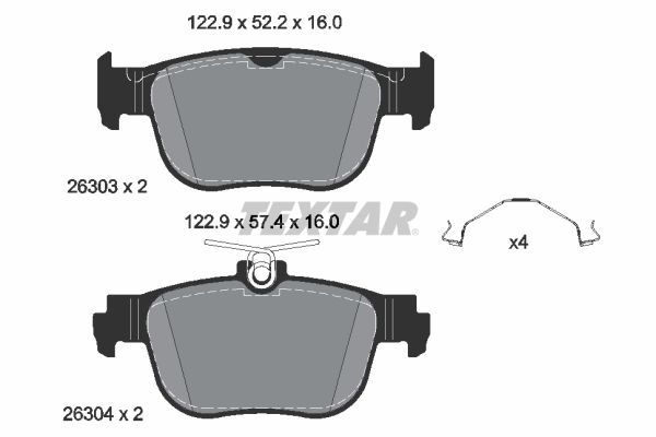 Stabdžių trinkelių rinkinys, diskinis stabdys TEXTAR 2630301