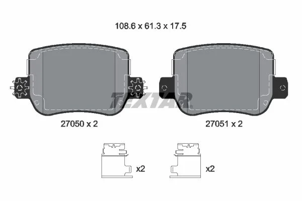 Stabdžių trinkelių rinkinys, diskinis stabdys TEX 2705001