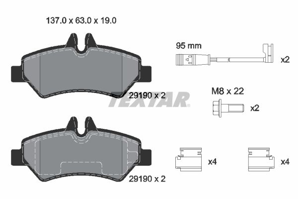 Stabdžių trinkelių rinkinys, diskinis stabdys TEXTAR 2919001