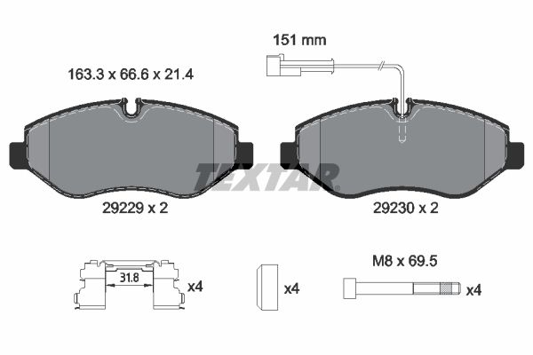 Brake Pad Set, disc brake TEXTAR 2922902