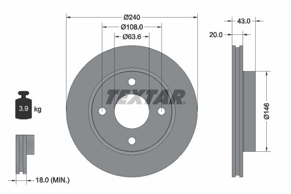 Brake Disc TEXTAR 92051003